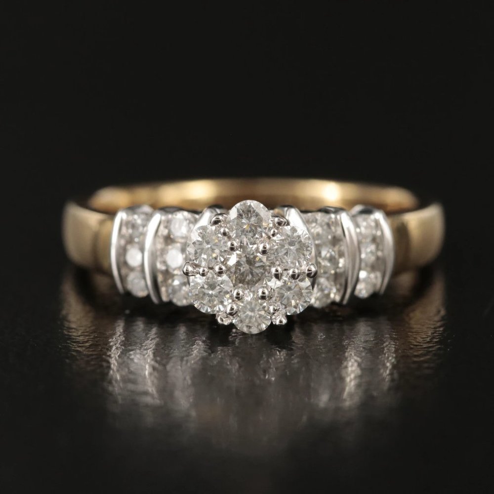 10K Vintage .50 Diamond Flower Cluster Ring